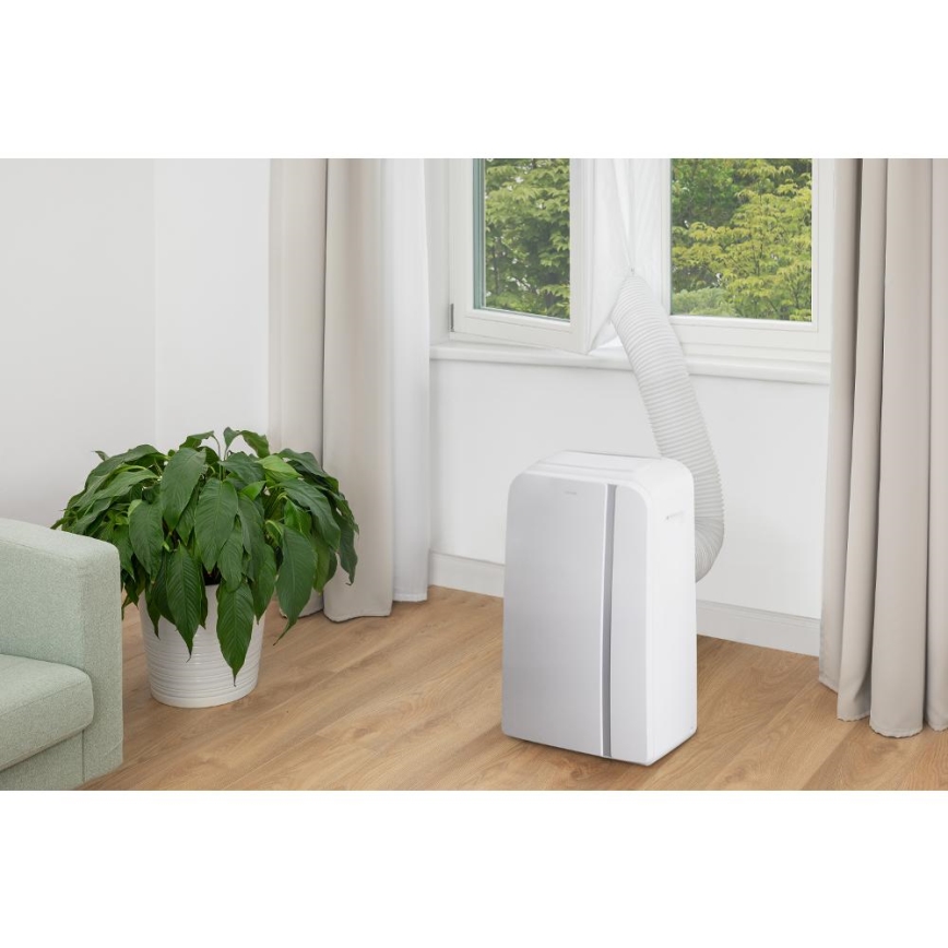 Sencor - Mobil smart airconditionanlæg 3-i-1 med tilbehørssæt 1450W/230V 12000 BTU Wi-Fi hvid + fjernbetjening