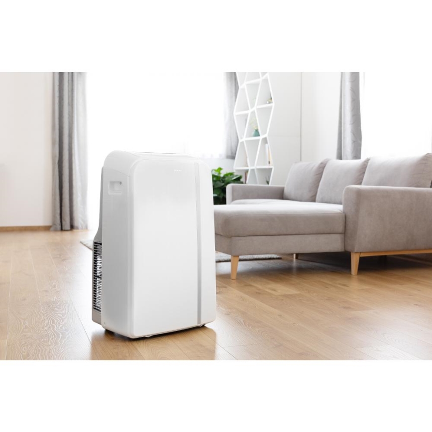 Sencor - Mobil smart airconditionanlæg 3-i-1 med tilbehørssæt 1450W/230V 12000 BTU Wi-Fi hvid + fjernbetjening