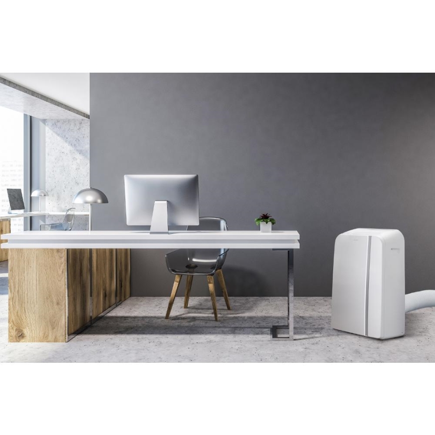 Sencor - Mobil smart airconditionanlæg 3-i-1 med tilbehørssæt 1450W/230V 12000 BTU Wi-Fi hvid + fjernbetjening