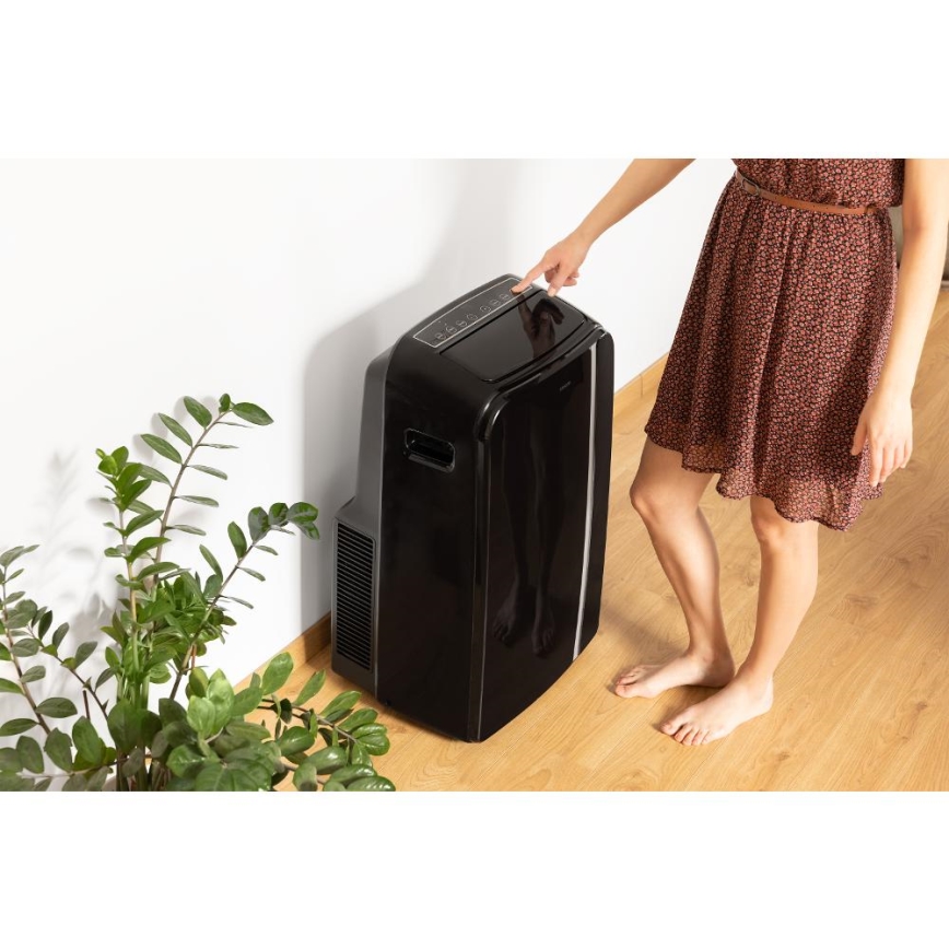 Sencor - Mobil smart airconditionanlæg 3-i-1 med tilbehørssæt 1450W/230V 12000 BTU Wi-Fi sort + fjernbetjening