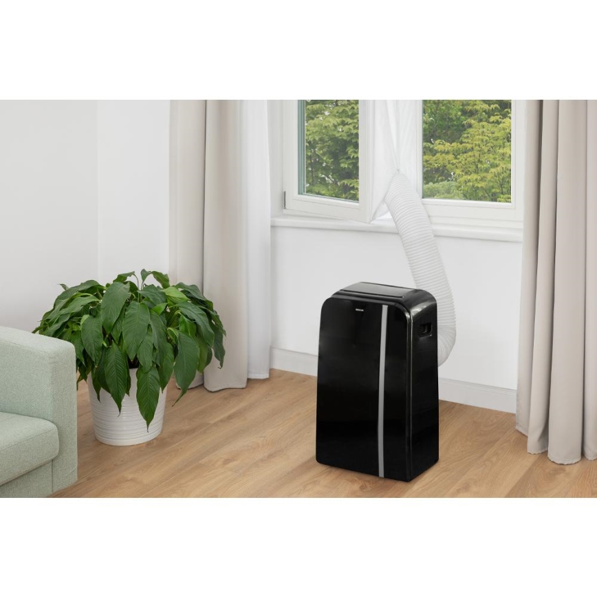 Sencor - Mobil smart airconditionanlæg 3-i-1 med tilbehørssæt 1450W/230V 12000 BTU Wi-Fi sort + fjernbetjening