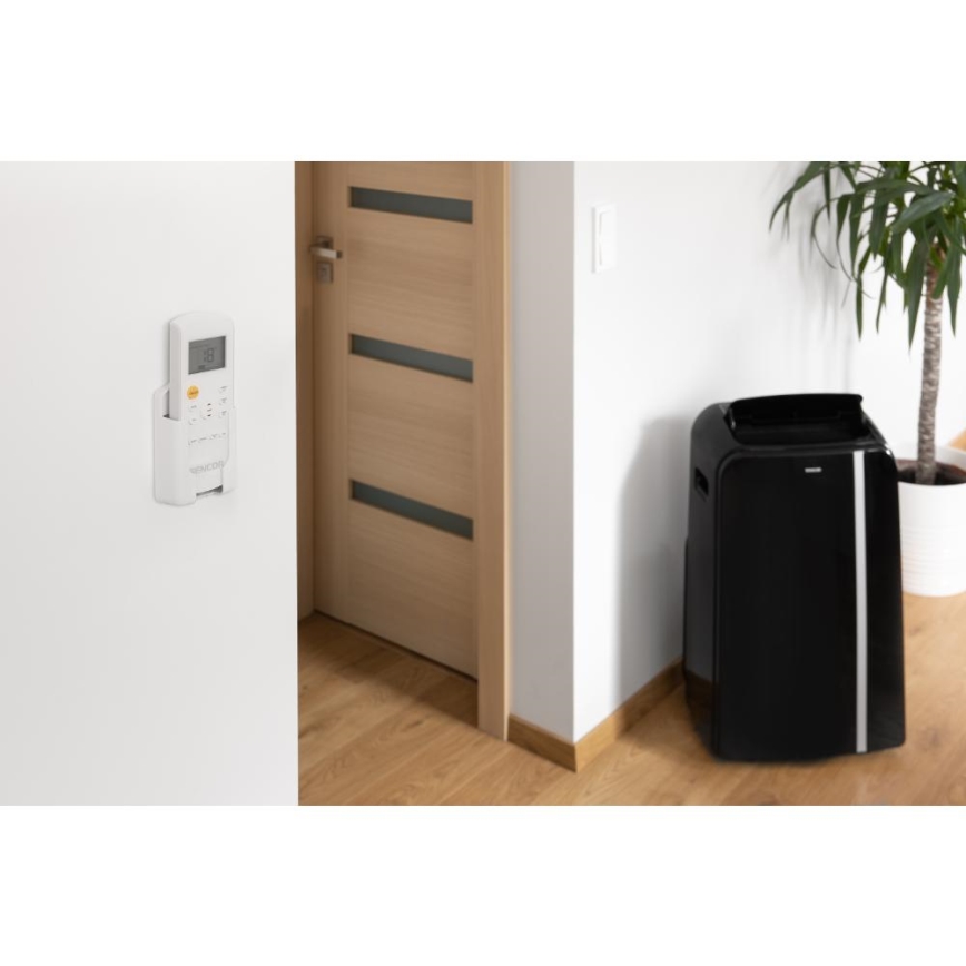 Sencor - Mobil smart airconditionanlæg 3-i-1 med tilbehørssæt 1450W/230V 12000 BTU Wi-Fi sort + fjernbetjening