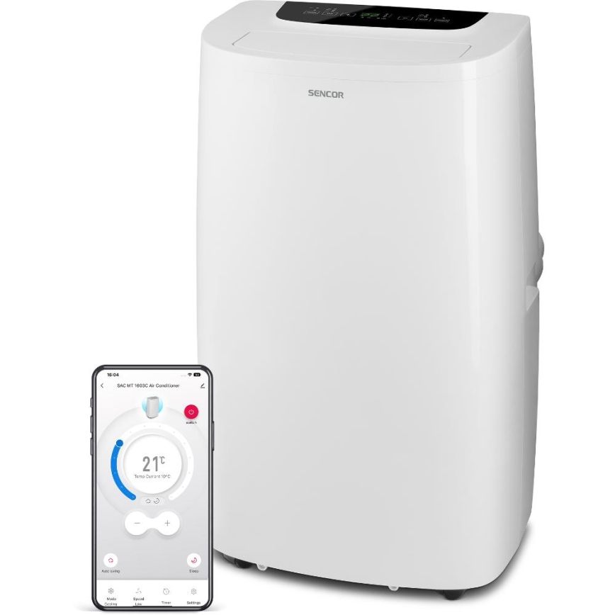 Sencor - Mobil smart airconditionanlæg 3-i-1 med tilbehørssæt 1700W/230V 16000 BTU Wi-Fi + fjernbetjening