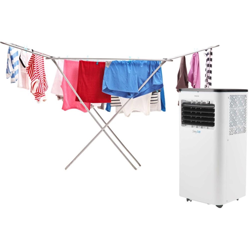 Sencor - Mobil smart airconditionanlæg 3-i-1 med tilbehørssæt 805W/230V 8000 BTU Wi-Fi + fjernbetjening