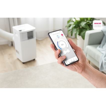 Sencor - Mobilt klimaanlæg med LCD-display 3-i-1 930W/230V 7000 BTU Wi-Fi hvid + fjernbetjening