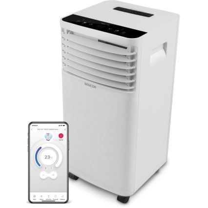 Sencor - Mobilt klimaanlæg med LCD-display 3-i-1 930W/230V 7000 BTU Wi-Fi hvid + fjernbetjening