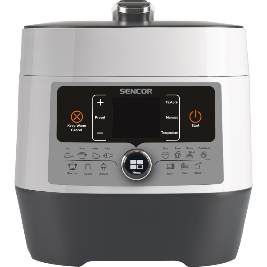 Sencor - Multifunktionel elektrisk trykkoger 5,5 l 1000W/230V hvid/sort