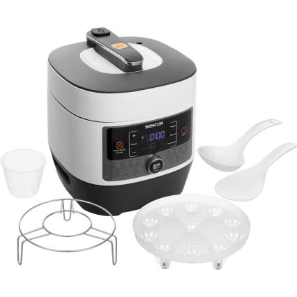 Sencor - Multifunktionel elektrisk trykkoger 5,5 l 1000W/230V hvid/sort