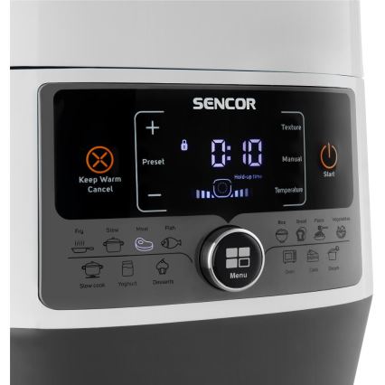 Sencor - Multifunktionel elektrisk trykkoger 5,5 l 1000W/230V hvid/sort