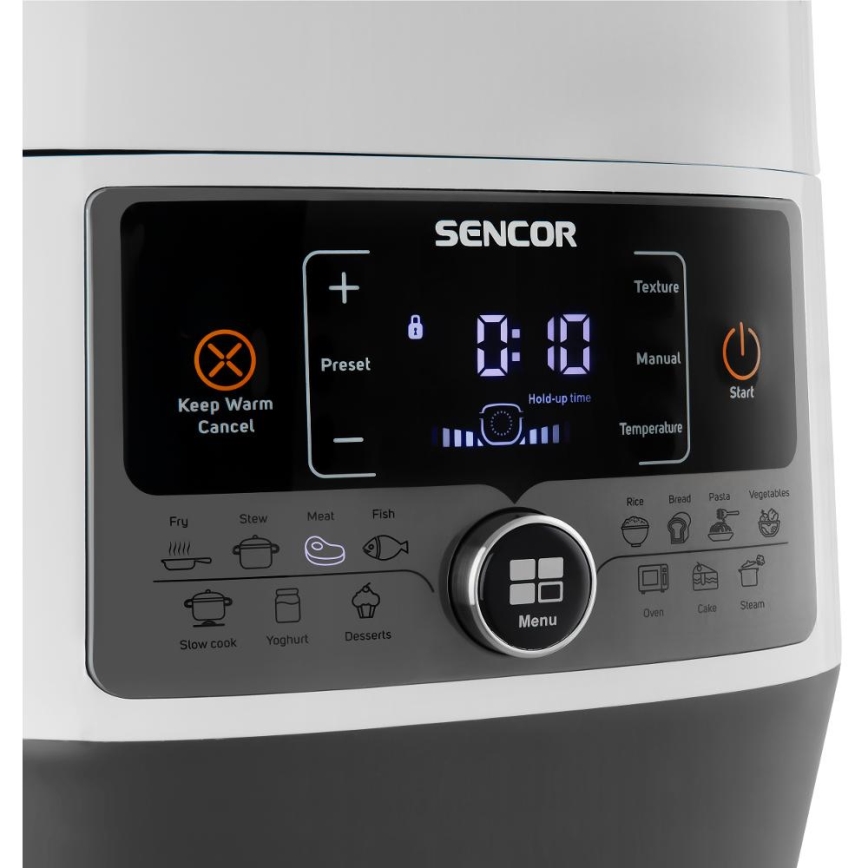 Sencor - Multifunktionel elektrisk trykkoger 5,5 l 1000W/230V hvid/sort