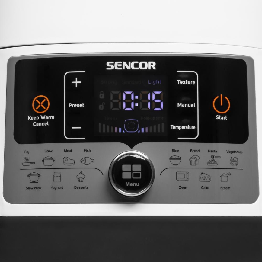 Sencor - Multifunktionel elektrisk trykkoger 5,5 l 1000W/230V hvid/sort