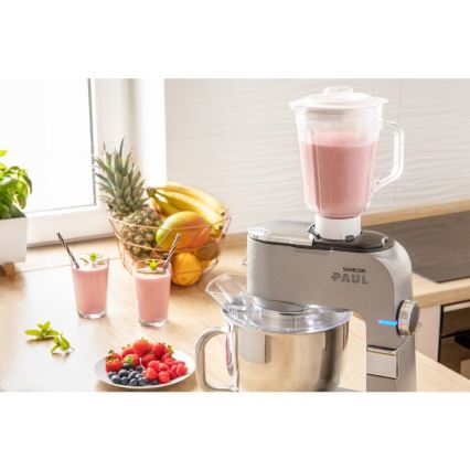 Sencor - Multifunktionel køkkenrobot m. skål i rustfrit stål 1500W/230V mat krom