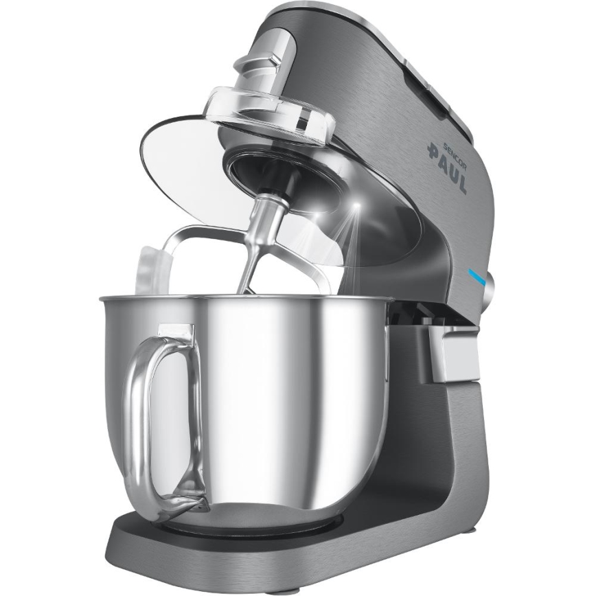 Sencor - Multifunktionel køkkenrobot m. skål i rustfrit stål 1500W/230V mat krom