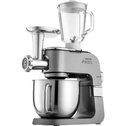 Sencor - Multifunktionel køkkenrobot m. skål i rustfrit stål 1500W/230V mat krom