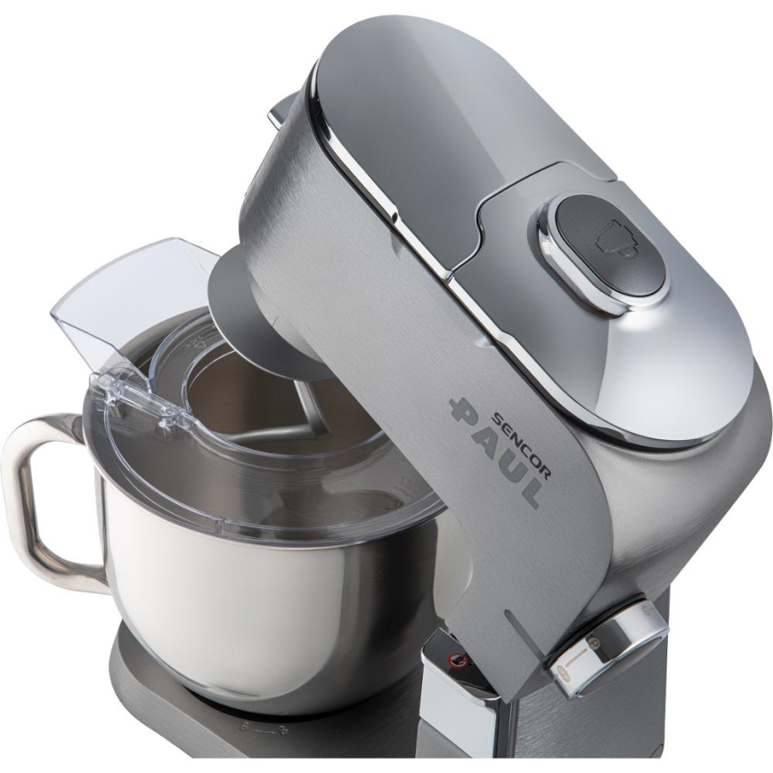 Sencor - Multifunktionel køkkenrobot m. skål i rustfrit stål 1500W/230V mat krom