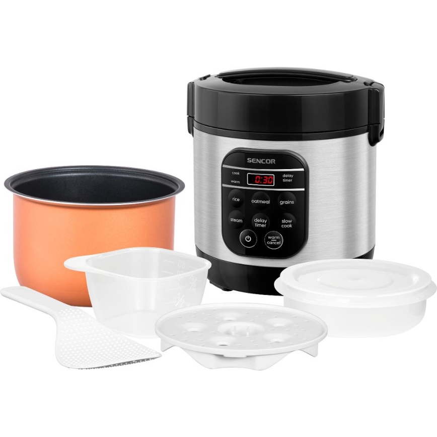 Sencor - Multifunktionel riskoger 350W/230V 0,6 l rustfrit stål/sort