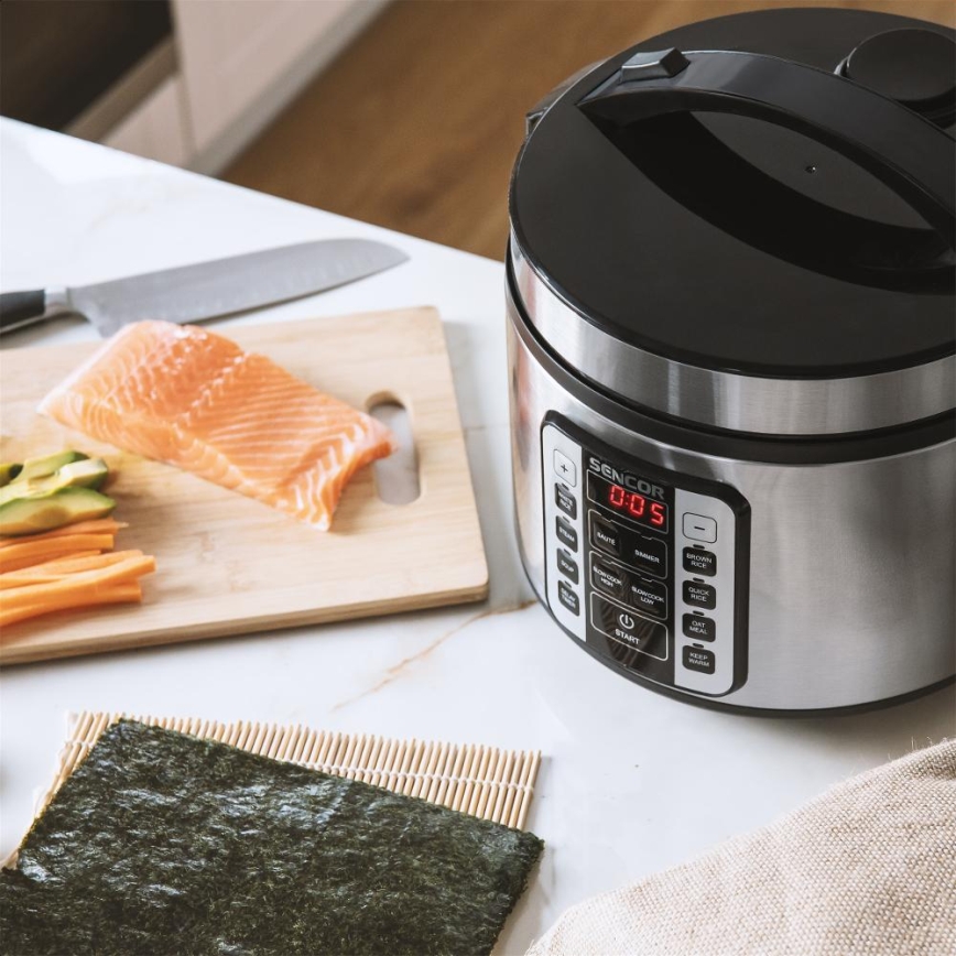 Sencor - Multifunktionel riskoger 700W/230V 1,5 l rustfrit stål/sort