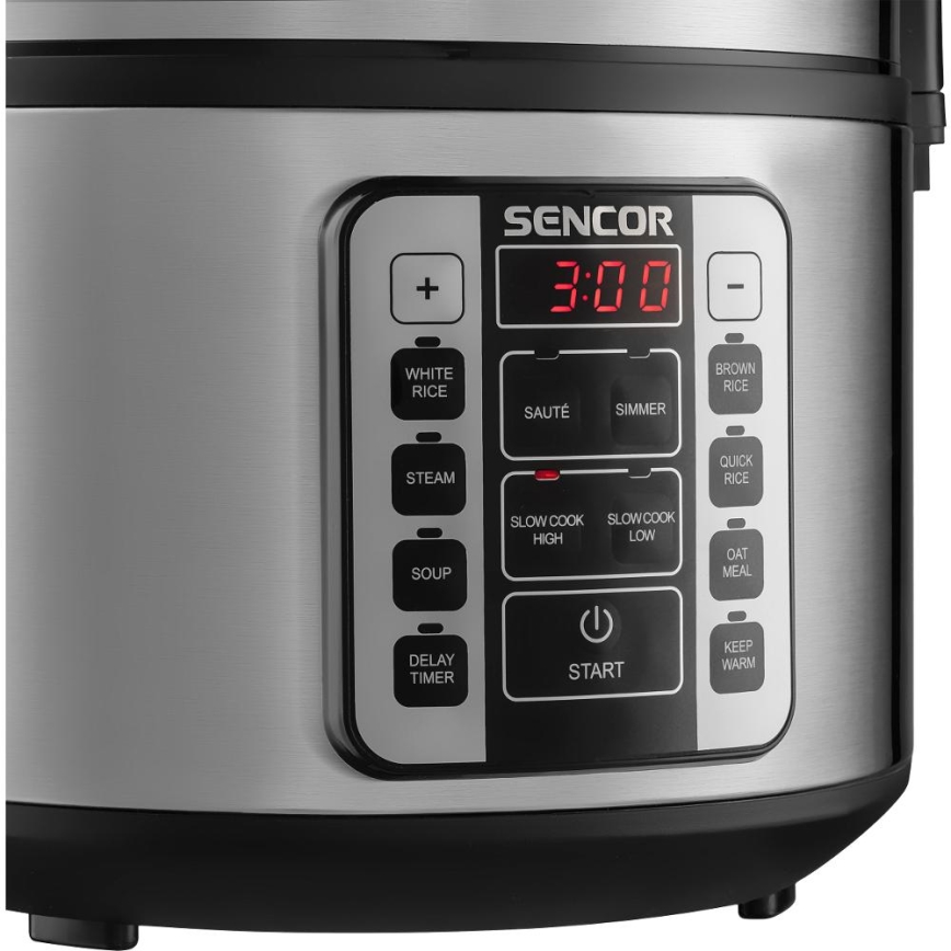 Sencor - Multifunktionel riskoger 700W/230V 1,5 l rustfrit stål/sort
