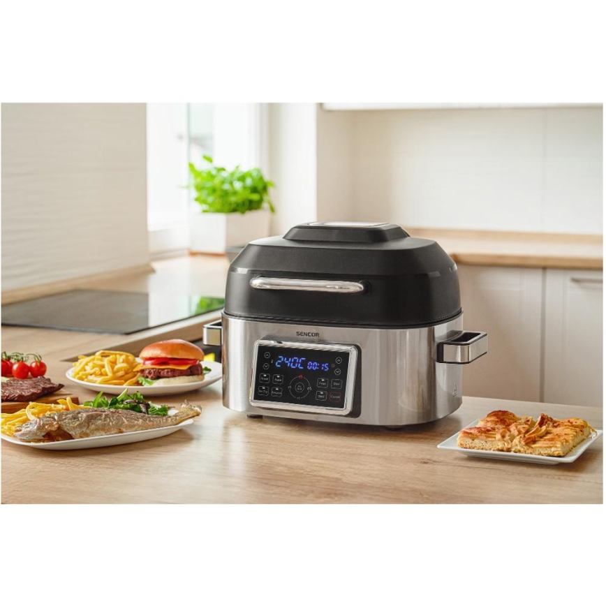 Sencor - Multifunktionel airfryer og grill 1660W/230V 6 l mat krom/sort