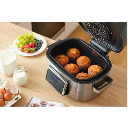 Sencor - Multifunktionel airfryer og grill 1660W/230V 6 l mat krom/sort