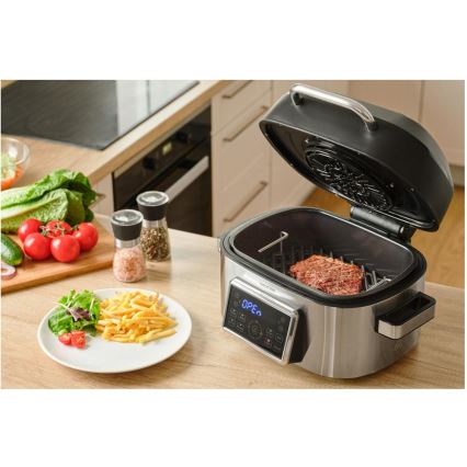 Sencor - Multifunktionel airfryer og grill 1660W/230V 6 l mat krom/sort