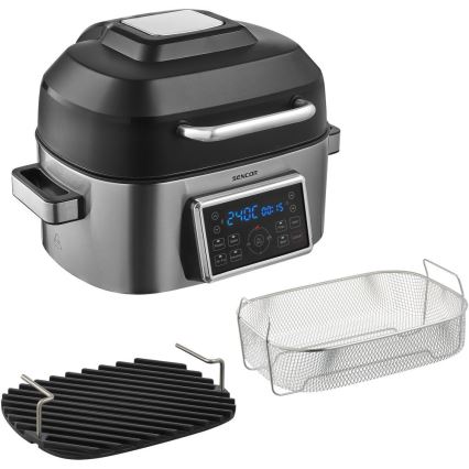 Sencor - Multifunktionel airfryer og grill 1660W/230V 6 l mat krom/sort