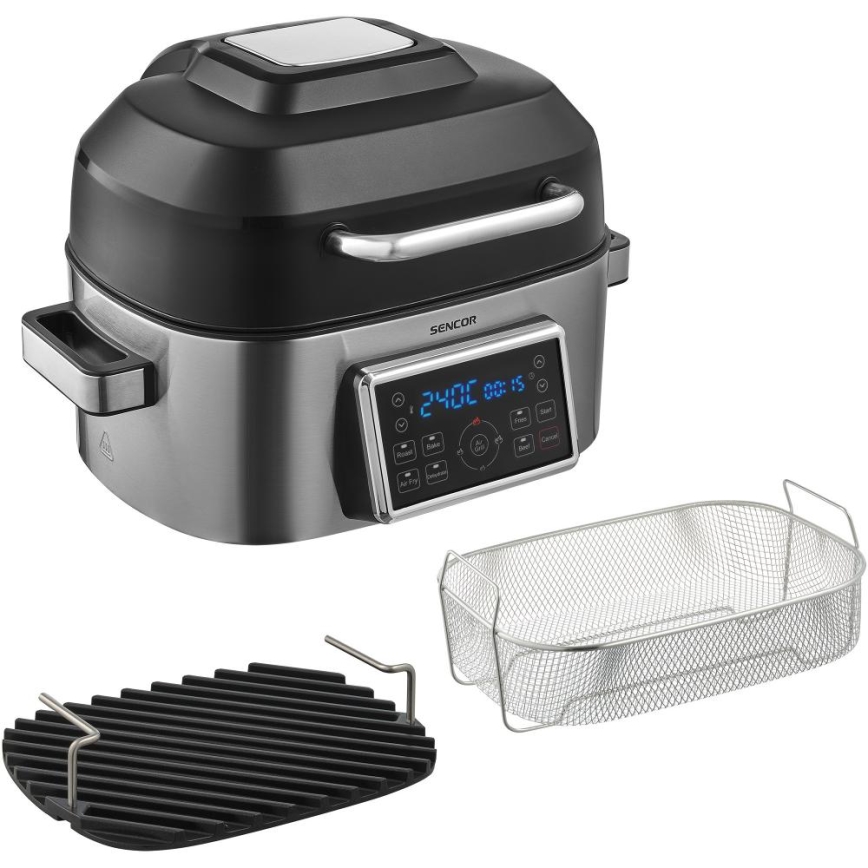 Sencor - Multifunktionel airfryer og grill 1660W/230V 6 l mat krom/sort
