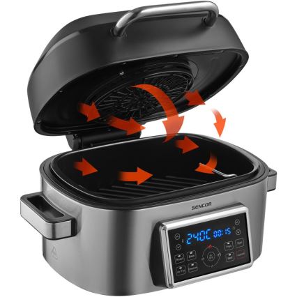 Sencor - Multifunktionel airfryer og grill 1660W/230V 6 l mat krom/sort