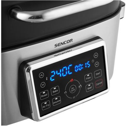Sencor - Multifunktionel airfryer og grill 1660W/230V 6 l mat krom/sort