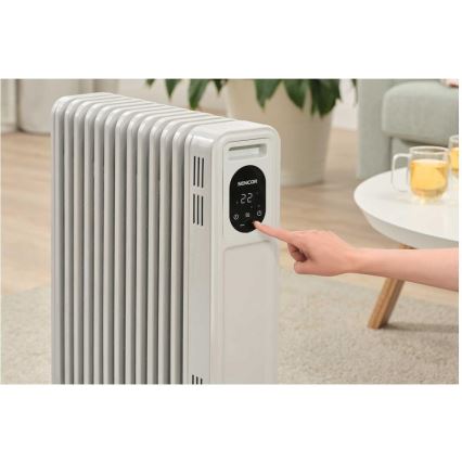 Sencor - Oliefyldt radiator med 13 ribber 1000/2500W/230V hvid + fjernbetjening
