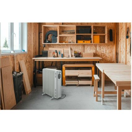 Sencor - Oliefyldt radiator med 13 ribber 1000/2500W/230V hvid + fjernbetjening