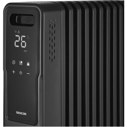 Sencor - Olieradiator med 11 ribber 1000/1200/2400W/230V Wi-Fi sort