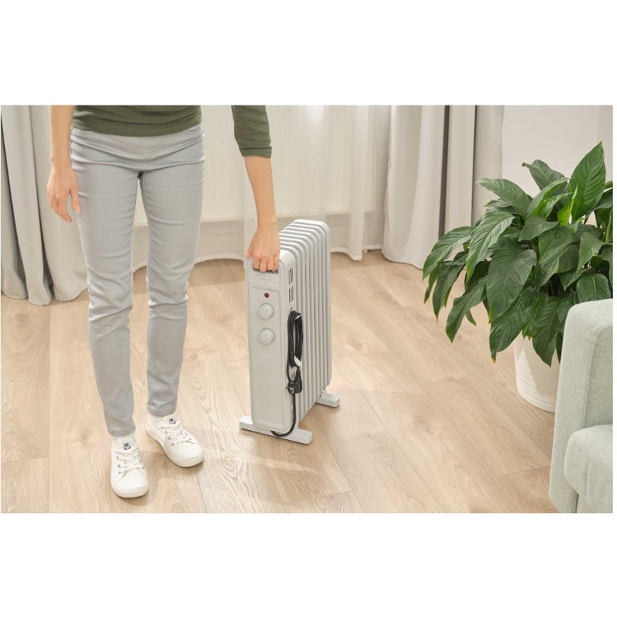 Sencor - Olieradiator med 9 ribber 800/1200/2000 W/230 V hvid