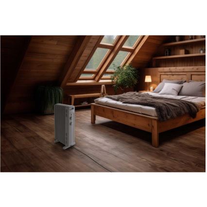 Sencor - Olieradiator med 9 ribber 800/1200/2000 W/230 V hvid