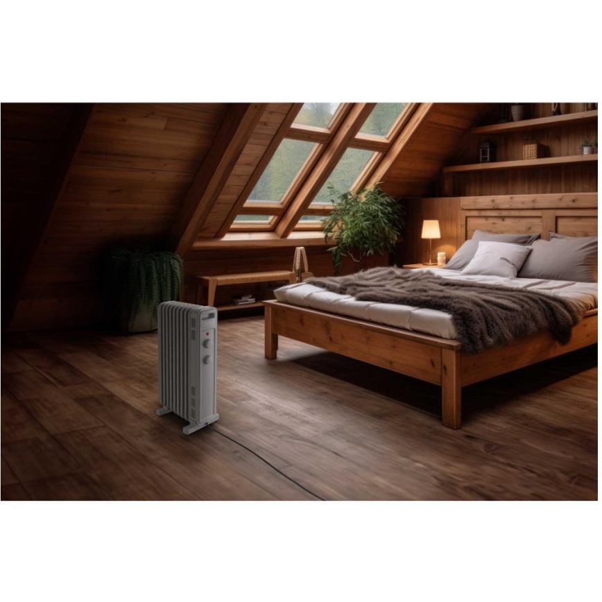 Sencor - Olieradiator med 9 ribber 800/1200/2000 W/230 V hvid