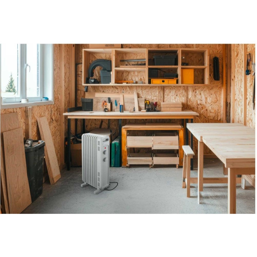 Sencor - Olieradiator med 9 ribber 800/1200/2000 W/230 V hvid