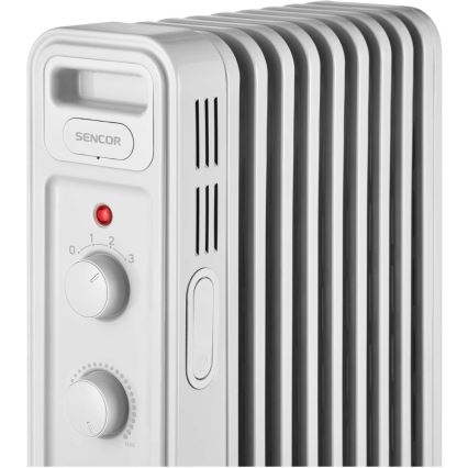 Sencor - Olieradiator med 9 ribber 800/1200/2000 W/230 V hvid