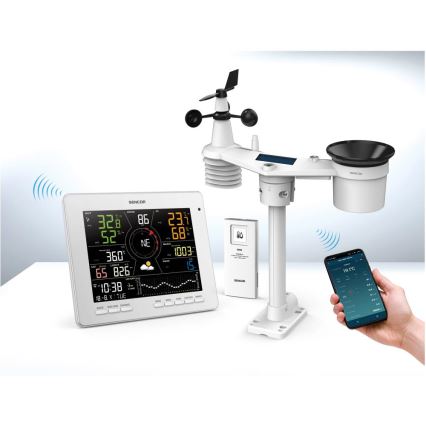 Sencor - Professionel vejrstation med farvet LCD-display 5V 1xCR2032 + 3xAA + 2xAA Wi-Fi Tuya