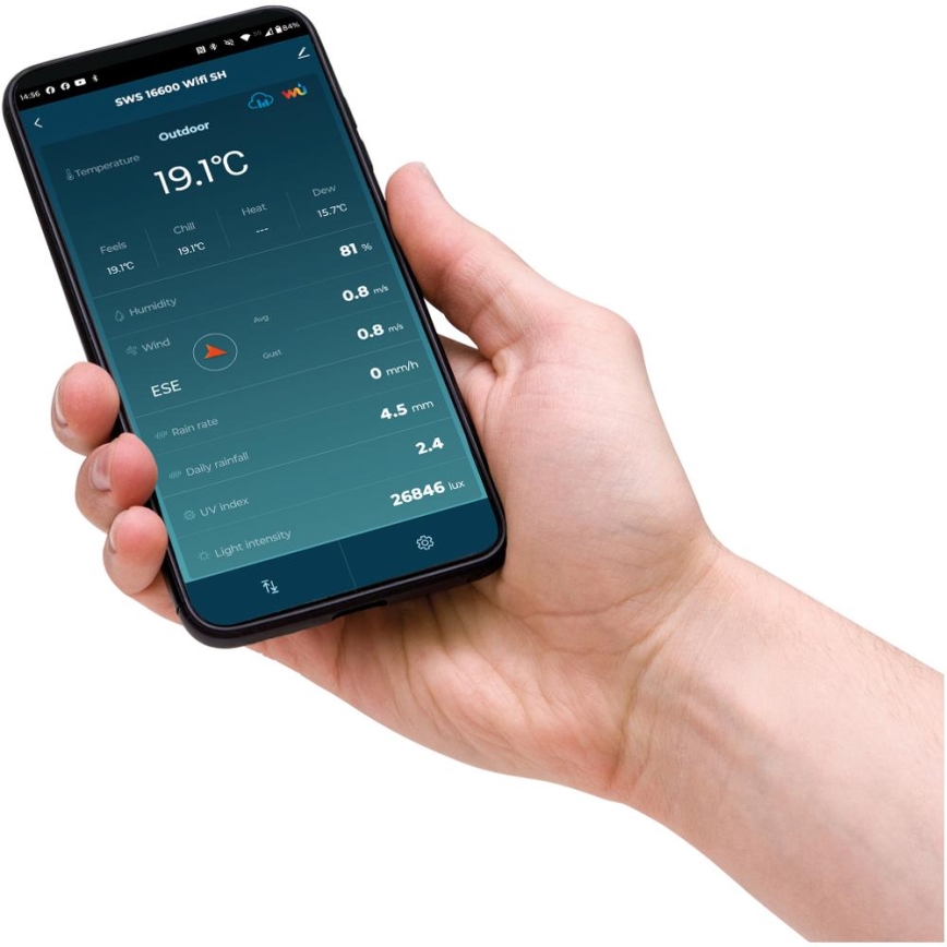 Sencor - Professionel vejrstation med farvet LCD-display 5V 1xCR2032 + 3xAA + 2xAA Wi-Fi Tuya