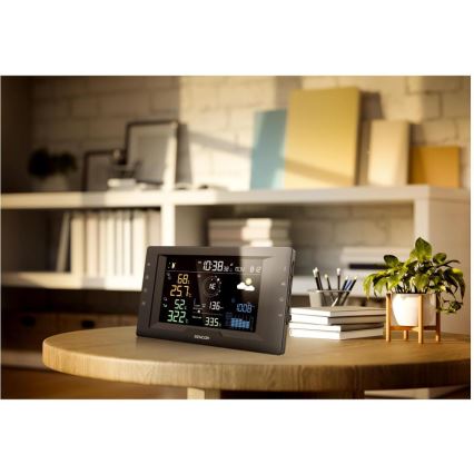 Sencor - Professionel vejrstation med farvet LCD-skærm og vækkeur 5V/1xCR2032 + 3xAA