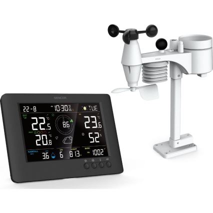 Sencor - Professionel vejrstation med farvet LCD-display og vækkeur 5V/1xCR2032 + 3xAA