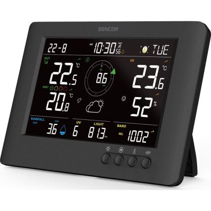 Sencor - Professionel vejrstation med farvet LCD-display og vækkeur 5V/1xCR2032 + 3xAA