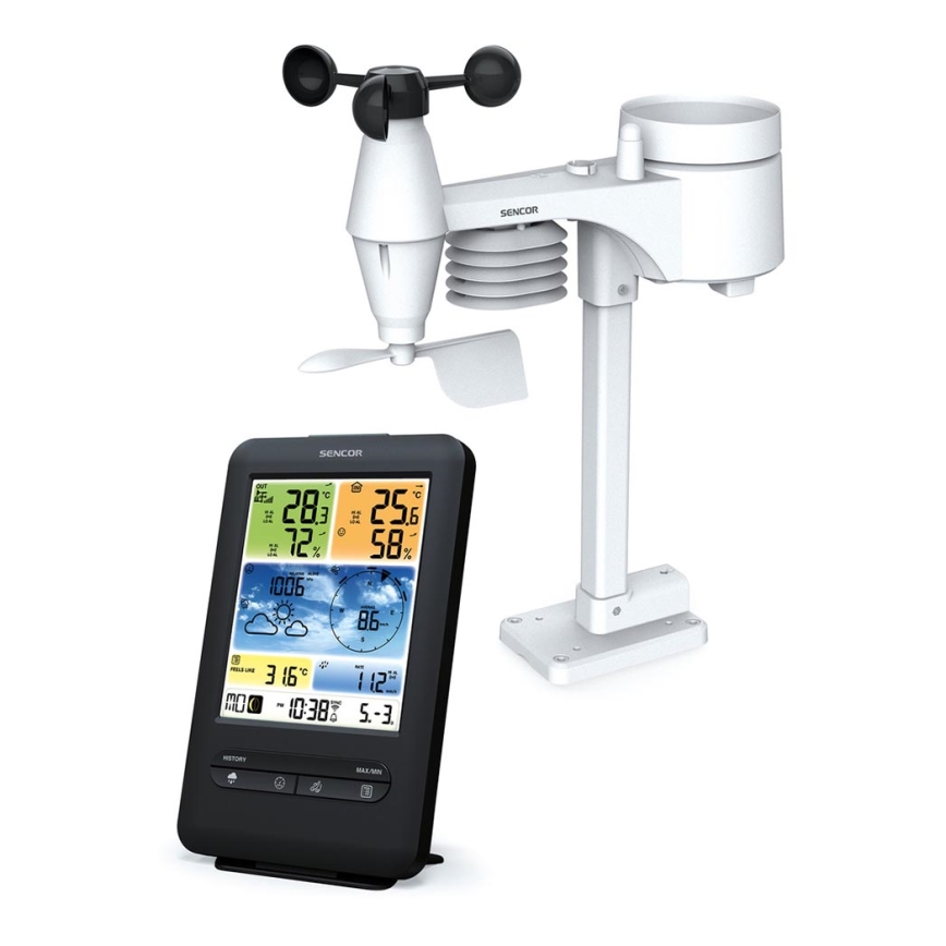 Sencor - Professionel vejrstation med LCD-farveskærm 1xCR2032 + 3xAA Wi-Fi