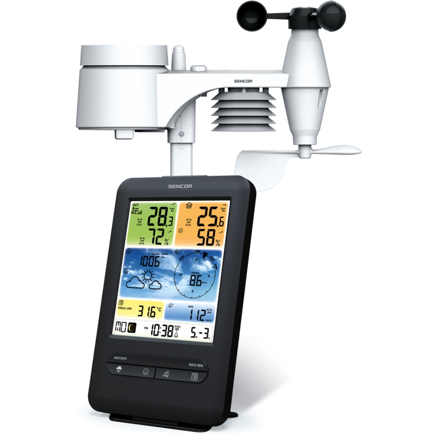 Sencor - Professionel vejrstation med LCD-farveskærm 1xCR2032 + 3xAA Wi-Fi