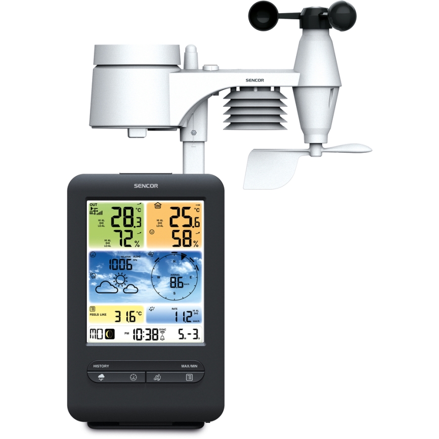 Sencor - Professionel vejrstation med LCD-farveskærm 1xCR2032 + 3xAA Wi-Fi