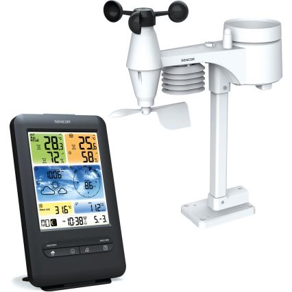 Sencor - Professionel vejrstation med LCD-farveskærm 1xCR2032 + 3xAA Wi-Fi