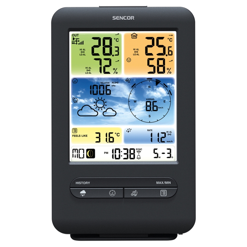 Sencor - Professionel vejrstation med LCD-farveskærm 1xCR2032 + 3xAA Wi-Fi