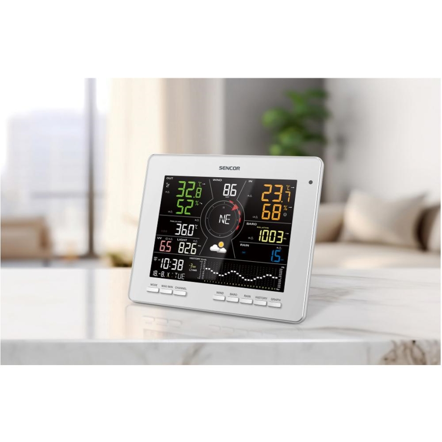 Sencor - Professionel vejrstation med LCD-farveskærm 1xCR2032 Wi-Fi Tuya