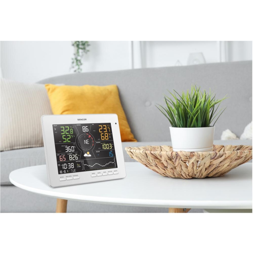 Sencor - Professionel vejrstation med LCD-farveskærm 1xCR2032 Wi-Fi Tuya