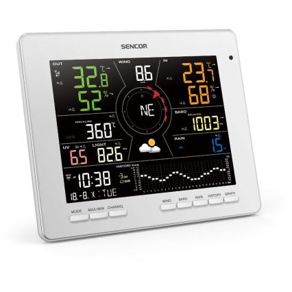 Sencor - Professionel vejrstation med LCD-farveskærm 1xCR2032 Wi-Fi Tuya